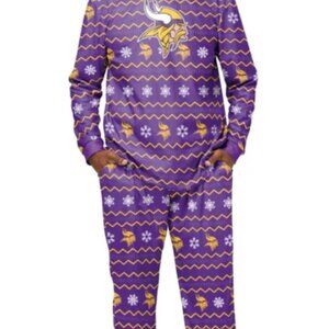 Minnesota Vikings NFL Men's Pajama Set - Crew Neck Ugly Pajamas Men's Size Large